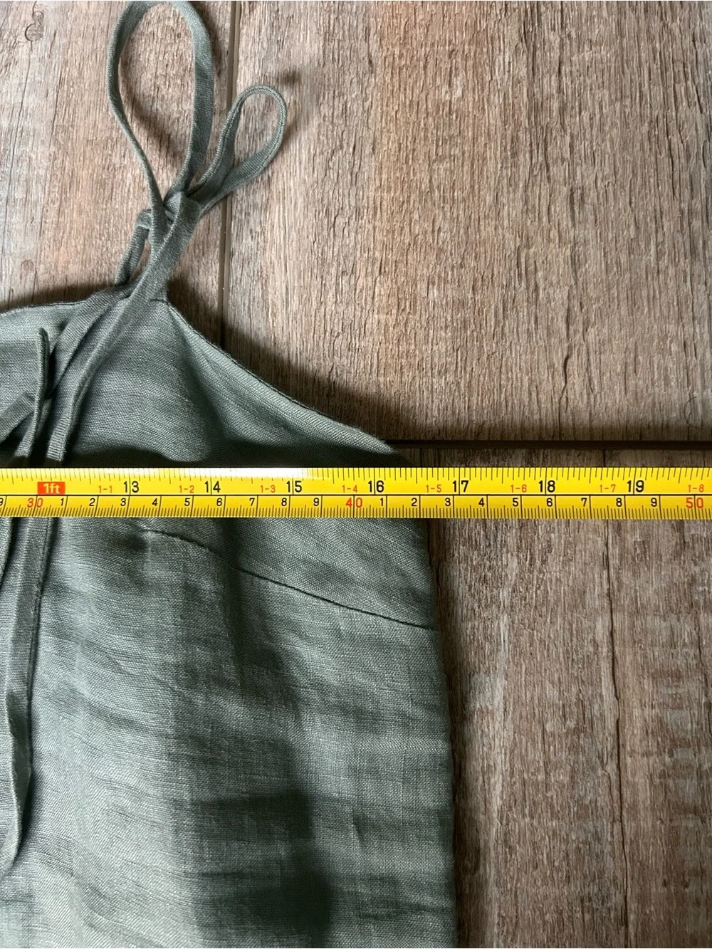 Quince 100% European Linen Spaghetti Strap Mini Dress Sage Green Size Small